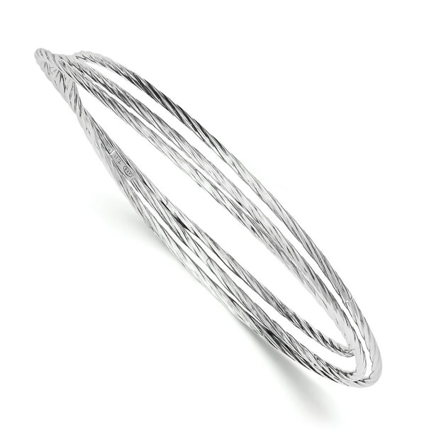 Sterling Silver Rhodium Plated Twisted Intertwined Bangle Bracelet Sterling Silver Rhodium Plated Twisted Intertwined Bangle Bracelet